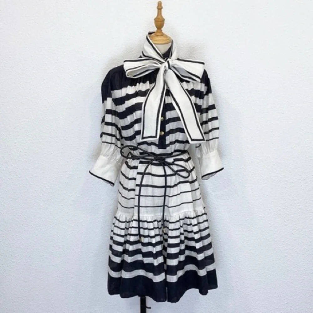 Zimmermann Black and White Striped Mini Dress - Picture 3 of 5